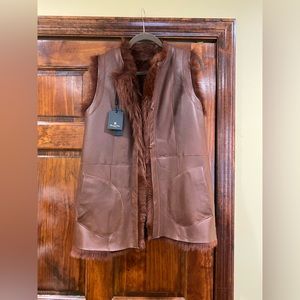 NWT Massimo Dutti Spanish Lamb Reversible Fur Vest Medium